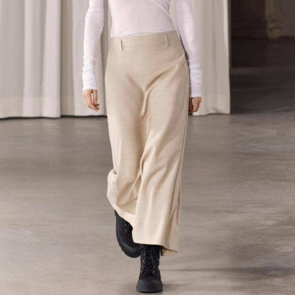 Zara Tan 100% Wool Maxi Pencil Skirt